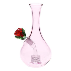 Rose in Vase Glass Water Pipe - 7" / 14mm F - Discreet Smoker