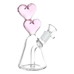 Hearts Converge Glass Water Pipe - 6.75" / 14mm F - Discreet Smoker