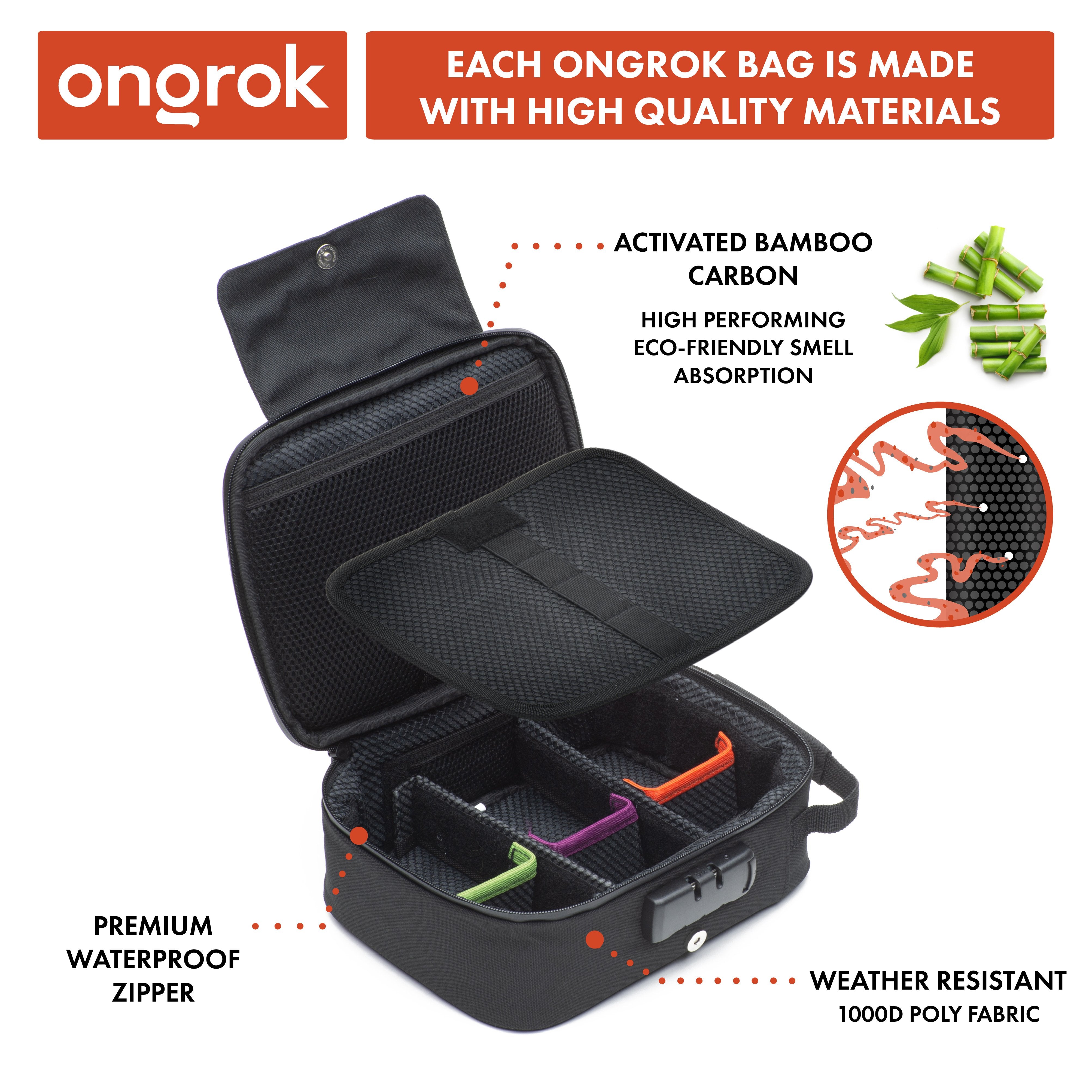 Ongrok Large Carbon-Lined Case with Combo Lock - Discreet Smoker