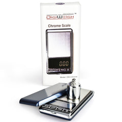 DigiWeigh Chrome Digital Pocket Scale w/ Weight | 100g x 0.01g - Discreet Smoker