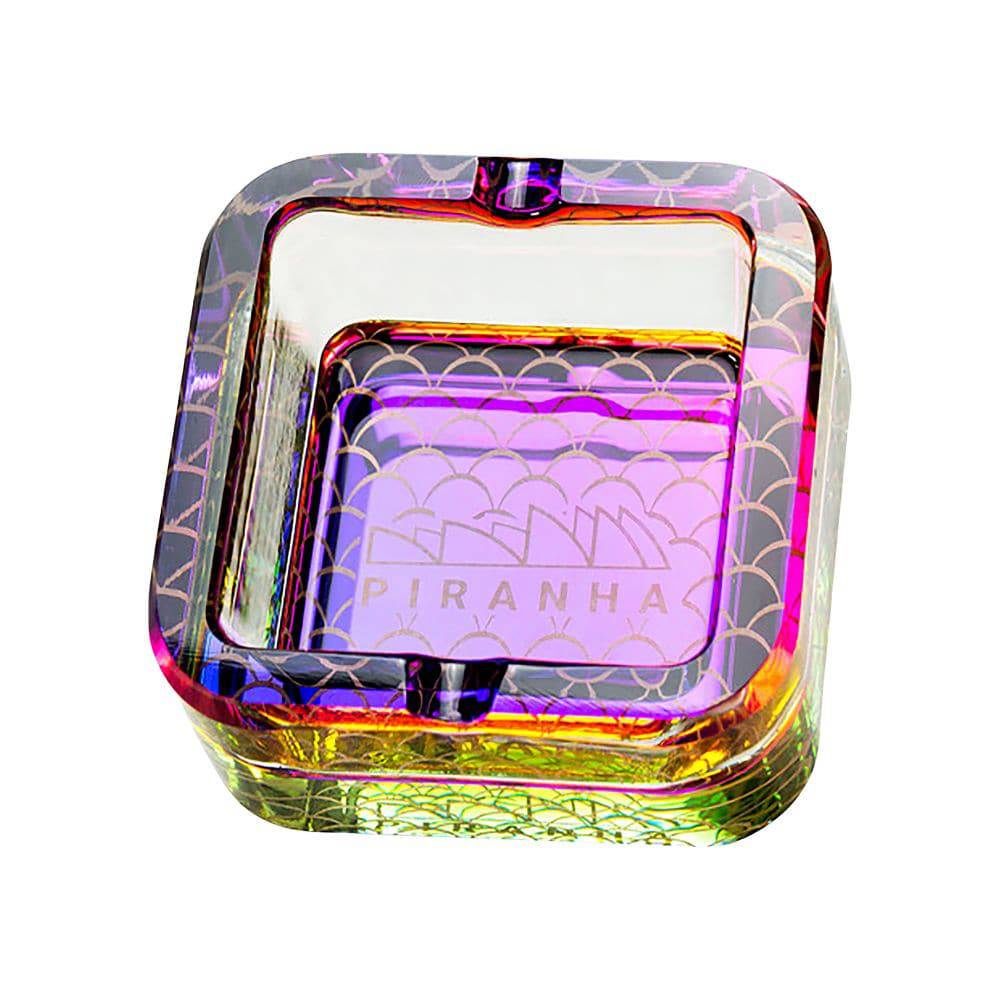 Piranha Scales Cube Glass Ashtray | 2.8" - Discreet Smoker