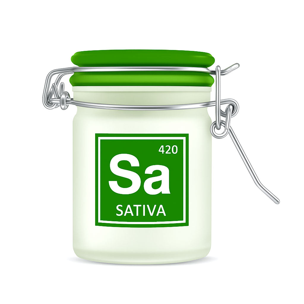 420 SATIVA PERIODIC SYMBOL AIRTIGHT STORAGE JAR - Discreet Smoker