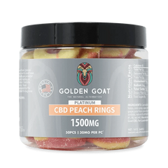 Golden Goat Platinum CBD Gummies 1500mg - Peach Rings - Discreet Smoker