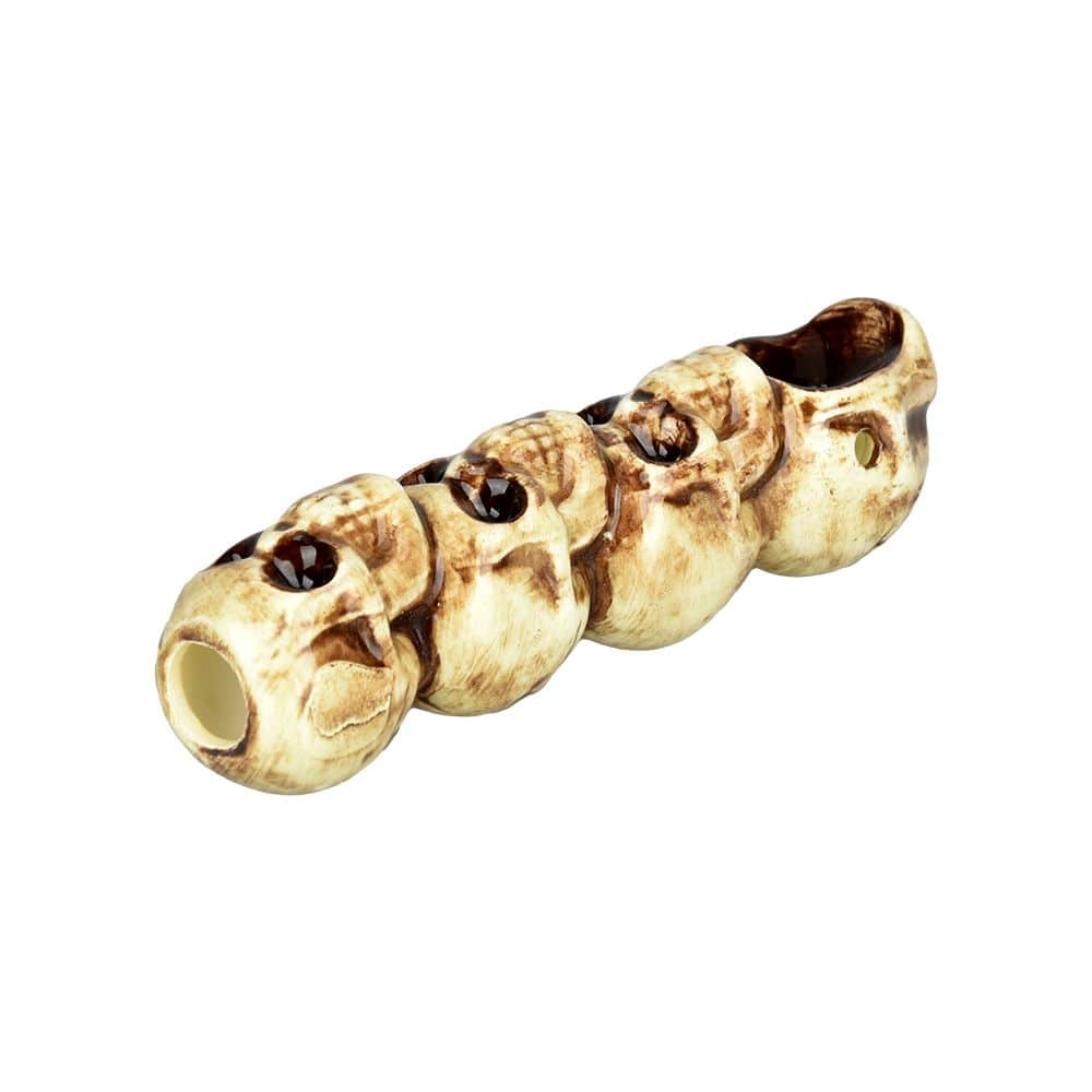 Wacky Bowlz Skulls Ceramic Hand Pipe - 3.75" - Discreet Smoker