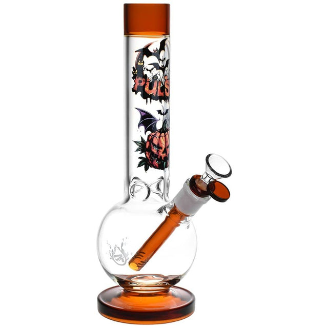 Pulsar Halloween Round Ball Glass Water Pipe - 11.75" / 14mm F - Discreet Smoker