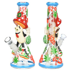 Stoney Shroom Bro 3D Painted Water Pipe | 10.25" | 14mm F - Discreet Smoker