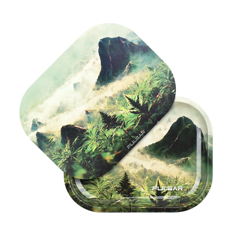 Pulsar Mini Metal Rolling Tray w/ Lid - Sacred Valley / 7"x5.5" - Discreet Smoker
