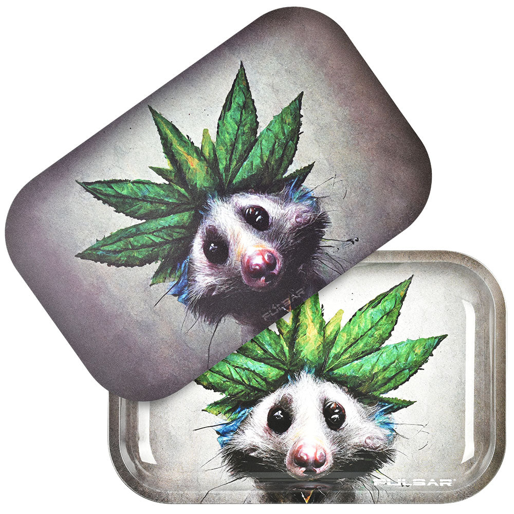 Pulsar Metal Rolling Tray w/ Lid - 11"x7"/Opotsum - Discreet Smoker