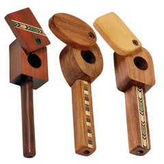 Marquee Inlaid Wood Spoon Pipe w/ Swivel Lid- 4"/Styles Vary - Discreet Smoker