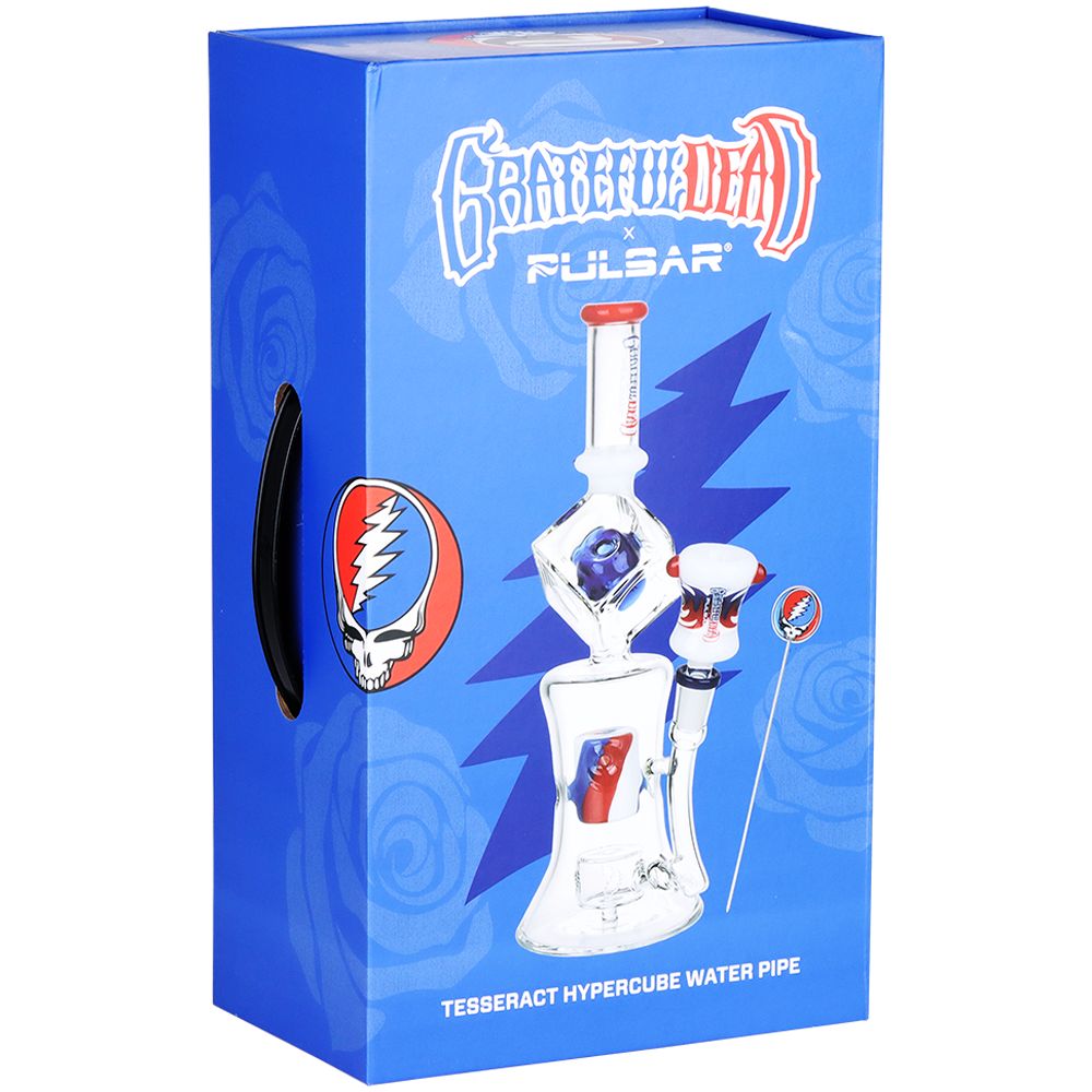 Grateful Dead x Pulsar Tesseract Hypercube Glass Water Pipe - Discreet Smoker