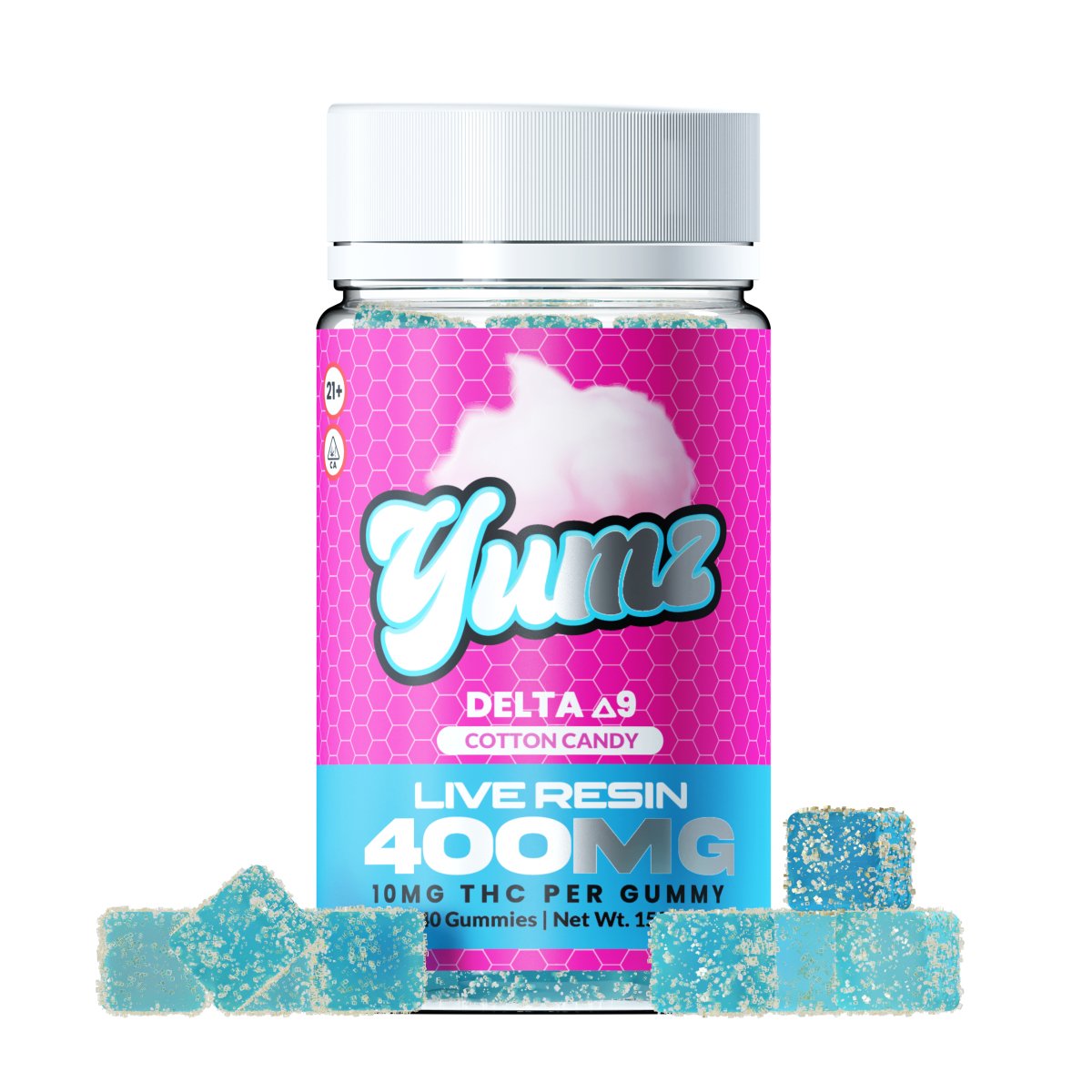 THC Gummies - Delta 9 THC - YUMZ LAB - Cotton Candy - Discreet Smoker