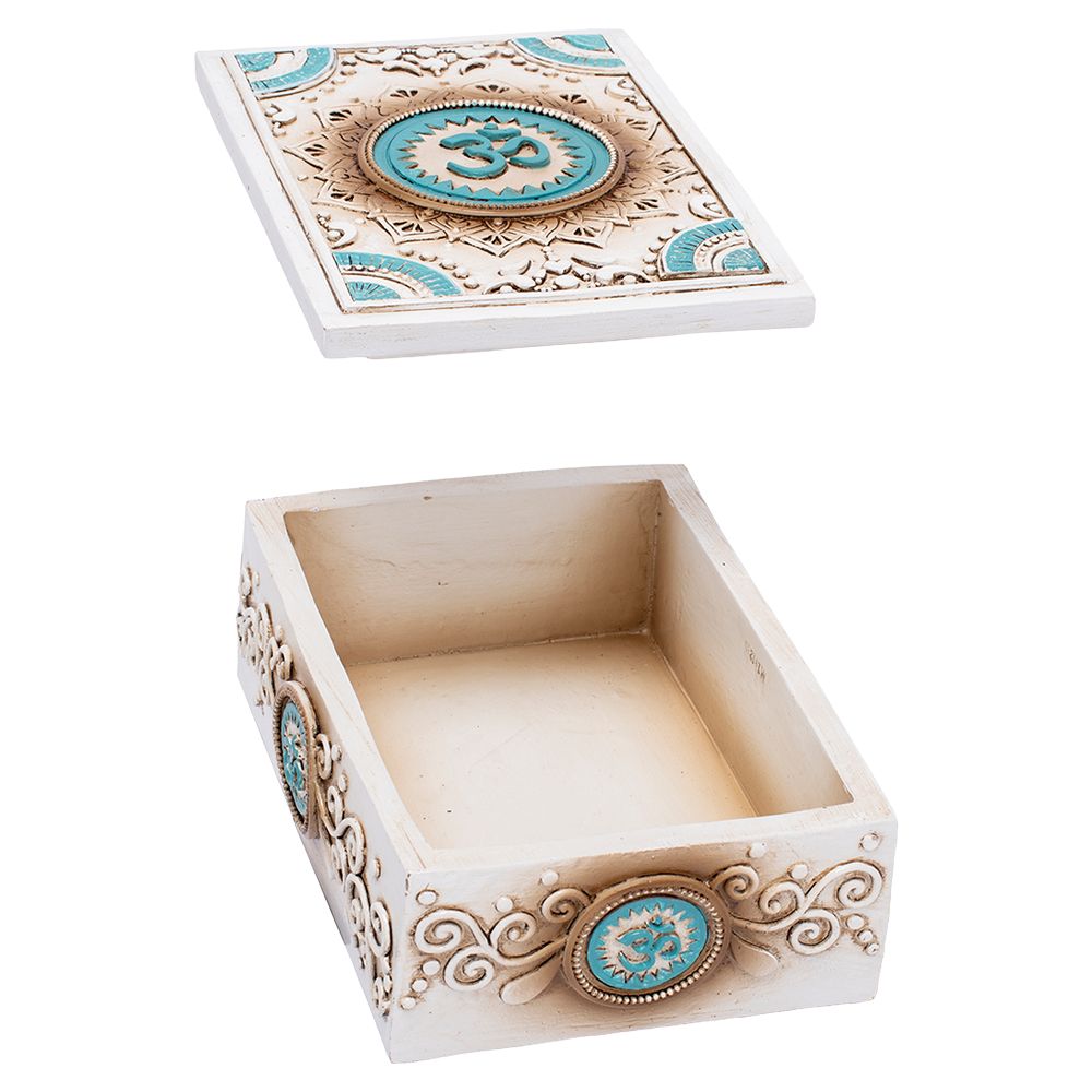 Fujima Om Symbol Tarot Polyresin Stash Box - 5.5"x 4" - Discreet Smoker