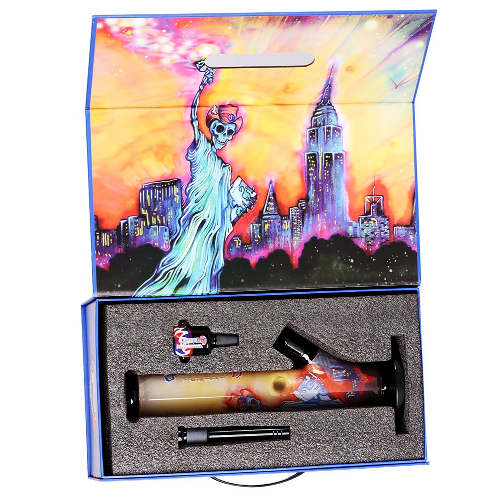 The Grateful Dead x Pulsar Inside Print Straight Tube Glass Water Pipe | 11.25" | 14mm F - Discreet Smoker