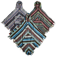 Southwest Cotton Hooded Poncho w/ Pockets - 37"/Clrs Vary - Discreet Smoker