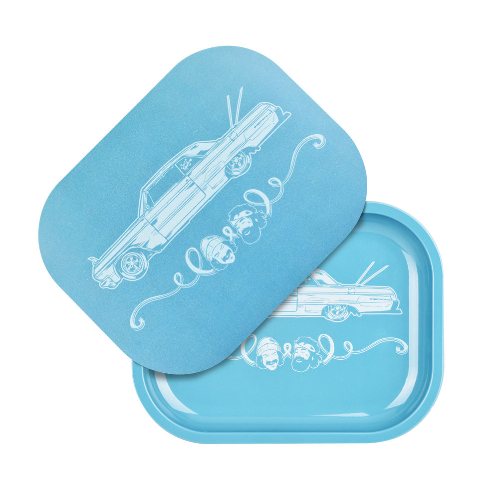 Cheech & Chong's x Pulsar Mini Metal Rolling Tray w/ Lid - Love Machine / 7"x5.5" - Discreet Smoker