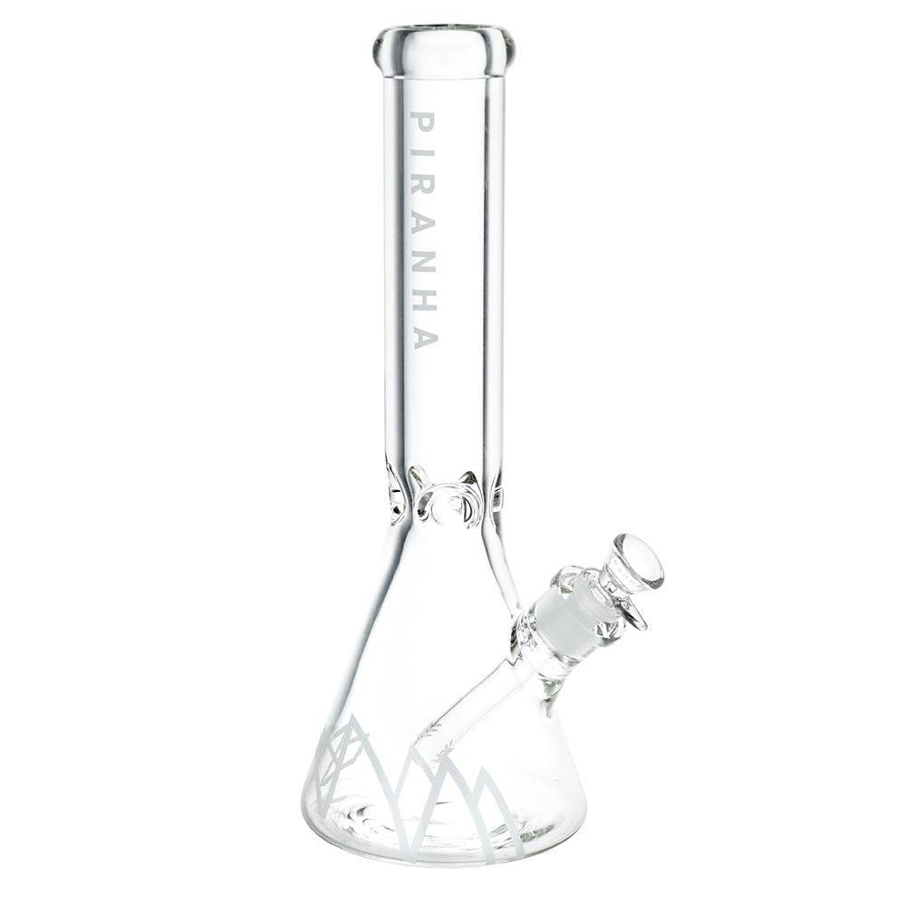 Piranha Beaker Glass Water Pipe - 13.5" / 14mm F / Clear - Discreet Smoker