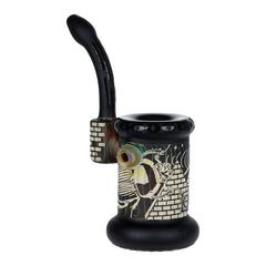 Lookah Glass Sacred Pyramid Black Etched Bubbler - 6" - Discreet Smoker
