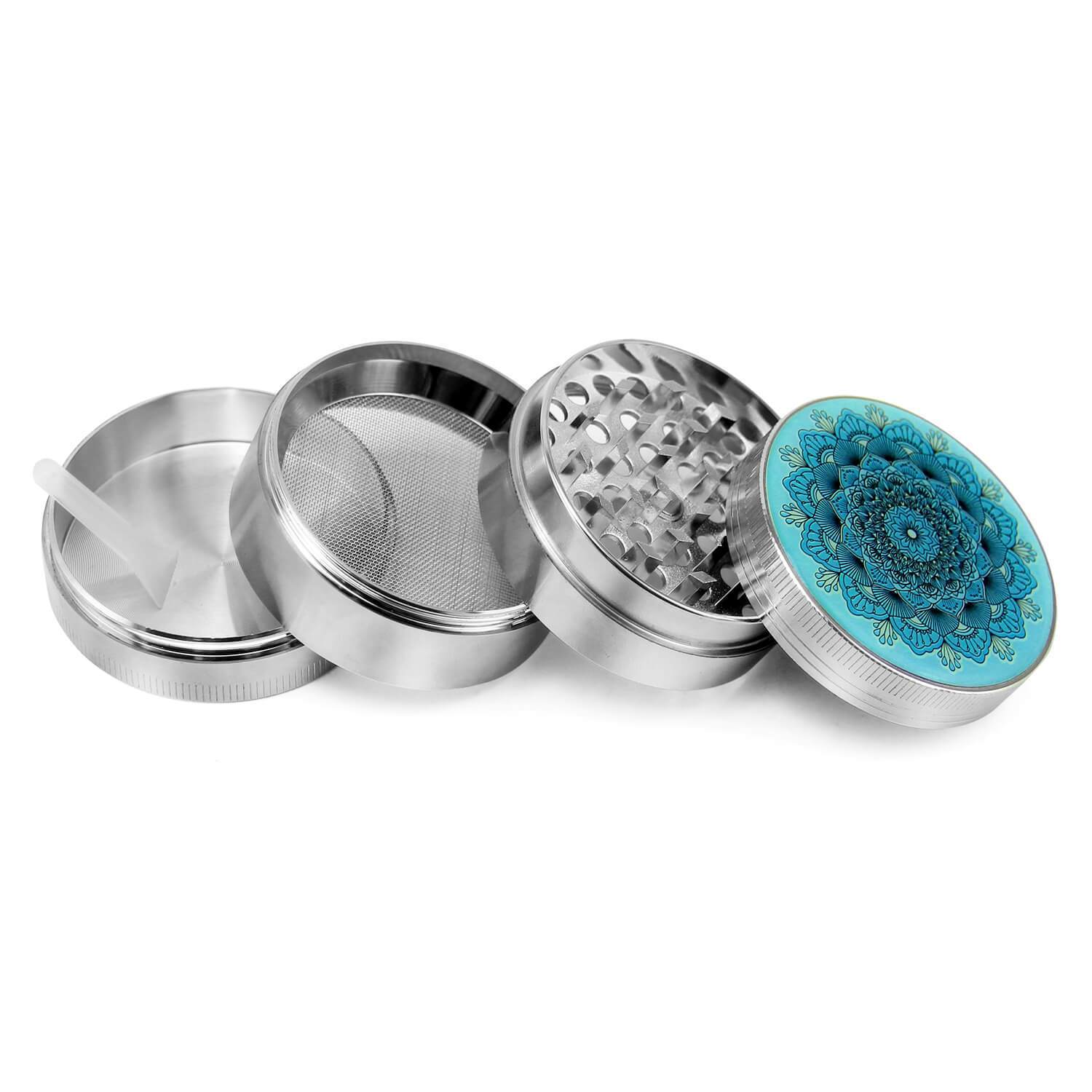 Mandala Grinder Silver - Discreet Smoker