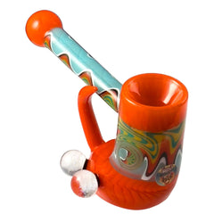 Crush Fang Bub Pipe w/Dual Galaxy Marbles (Various Colors) - Discreet Smoker