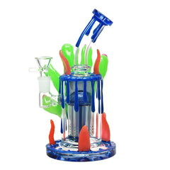Reach Out And Taste The World Glow In The Dark Water Pipe - 8" / 14mm F - Discreet Smoker
