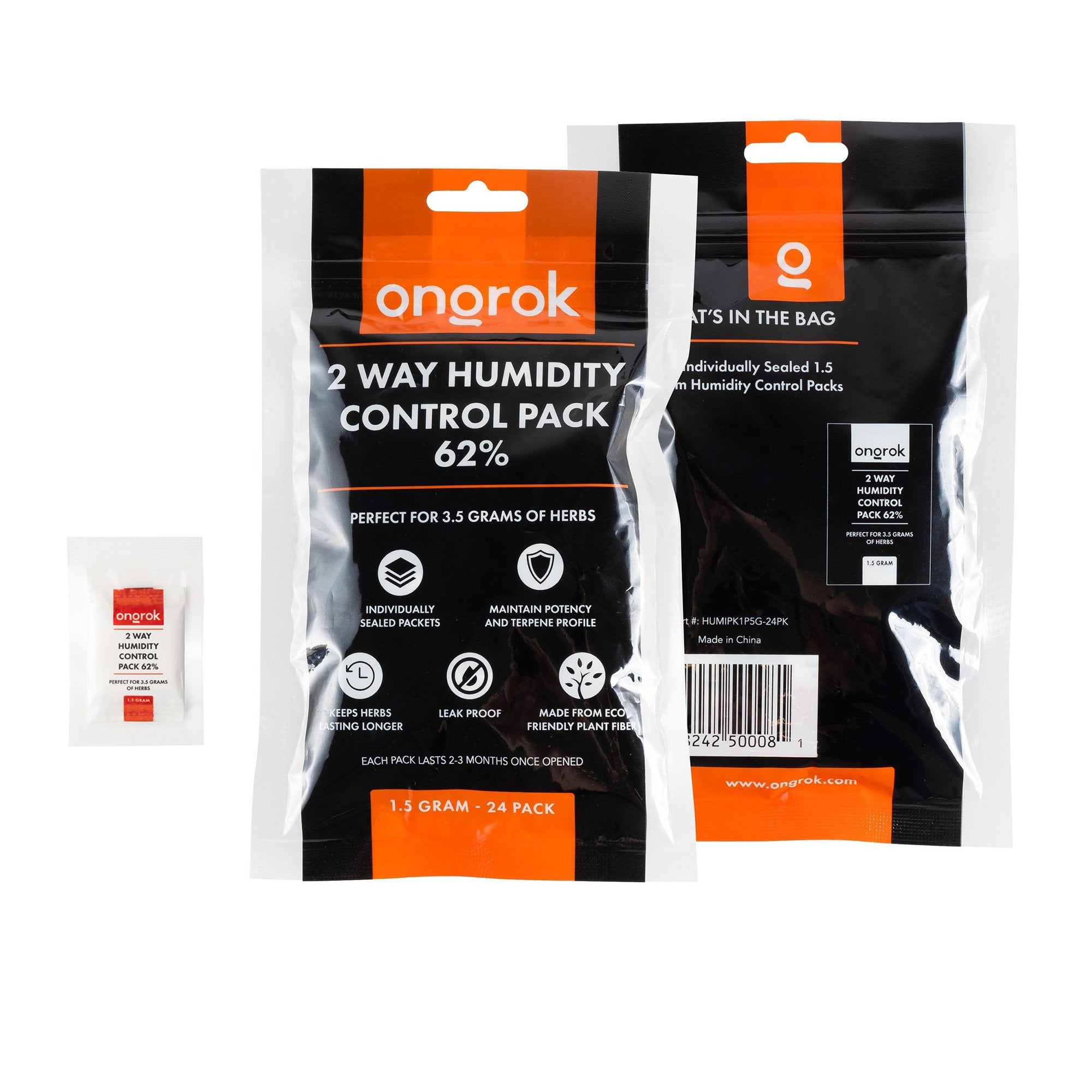 Ongrok 2-Way 62% Humidity Packs | 3 sizes (Small, Medium, Large) - Discreet Smoker
