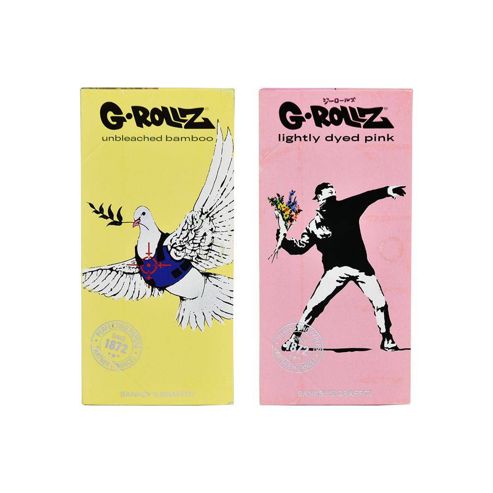 G-ROLLZ x Banksy's Graffiti Papers + Tips | 50pc | King Size | 16pk Display - Discreet Smoker