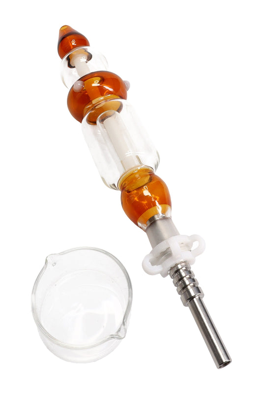 Colored Glass Dab Straw Kit “Color Pop” – 14.5 mm – Stainless Tip – 9½″