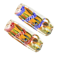 Fumed Metallic Abstract Squared Hand Pipe - 3" / Colors Vary