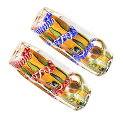 Fumed Metallic Abstract Squared Hand Pipe - 3" / Colors Vary - Discreet Smoker