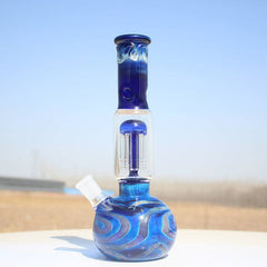 10.5" Blue Buddha Glass Water Pipe w/ Coil Perc - Discreet Smoker