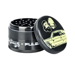 Cheech & Chong'sβ’ x Pulsar Black Metal Grinder | 4pc | 2.5" - Discreet Smoker