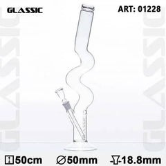 19.5" Classic Zig Zag Colored Glass Water Pipe Bong - Discreet Smoker