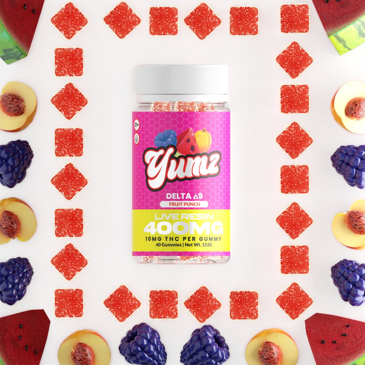 THC Gummies - Delta 9 THC - YUMZ LAB - Fruit Punch - Discreet Smoker