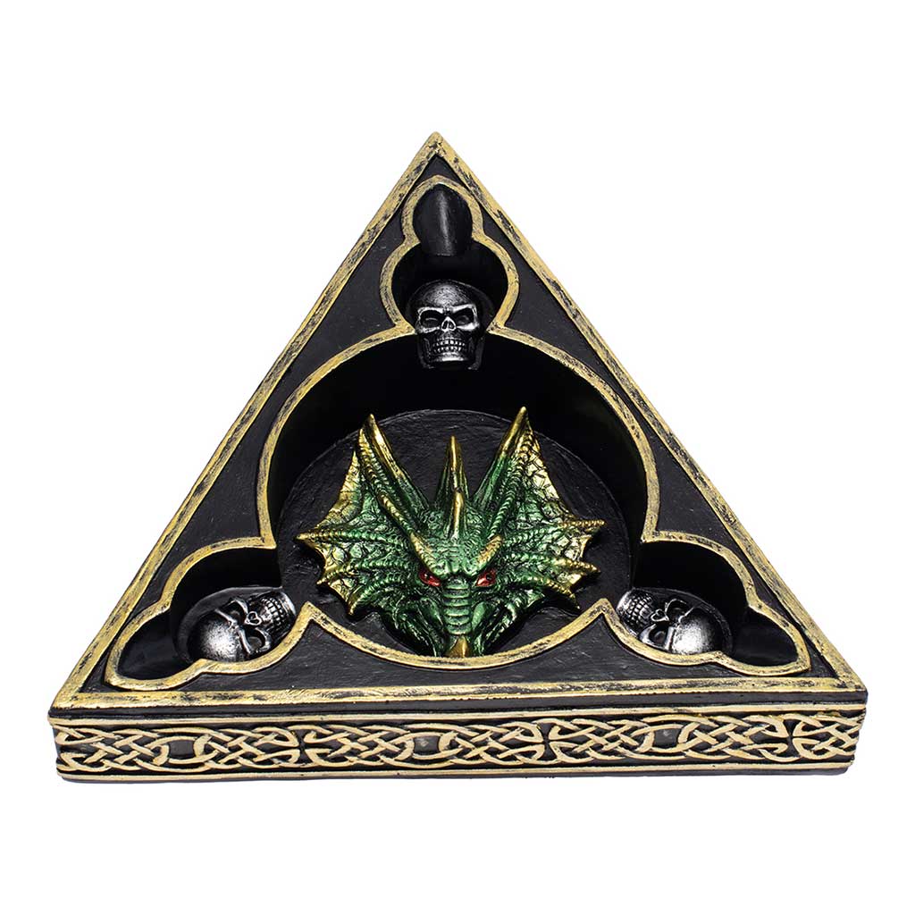 GREEN TRI-HEAD DRAGON ASHTRAY - Discreet Smoker