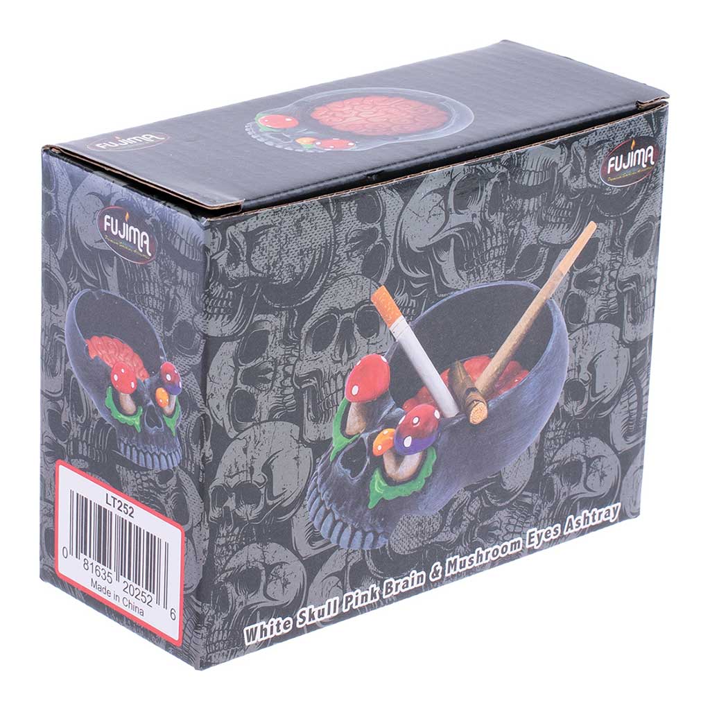 BLACK SKULL PINK BRAIN & MUSHROOM EYES ASHTRAY - Discreet Smoker