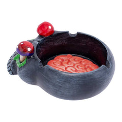 BLACK SKULL PINK BRAIN & MUSHROOM EYES ASHTRAY