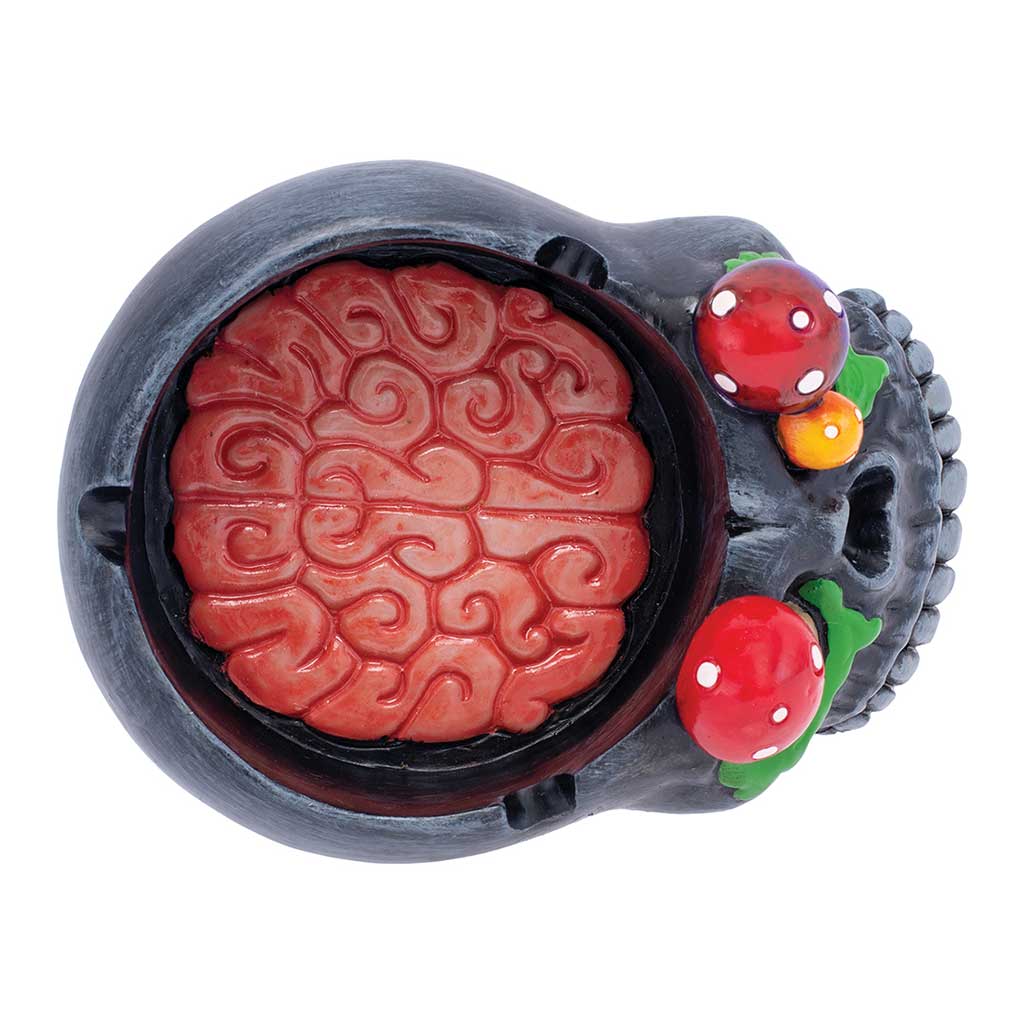 BLACK SKULL PINK BRAIN & MUSHROOM EYES ASHTRAY - Discreet Smoker