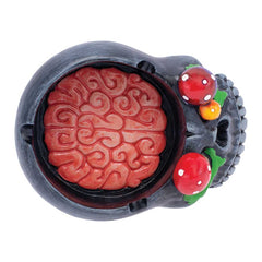 BLACK SKULL PINK BRAIN & MUSHROOM EYES ASHTRAY