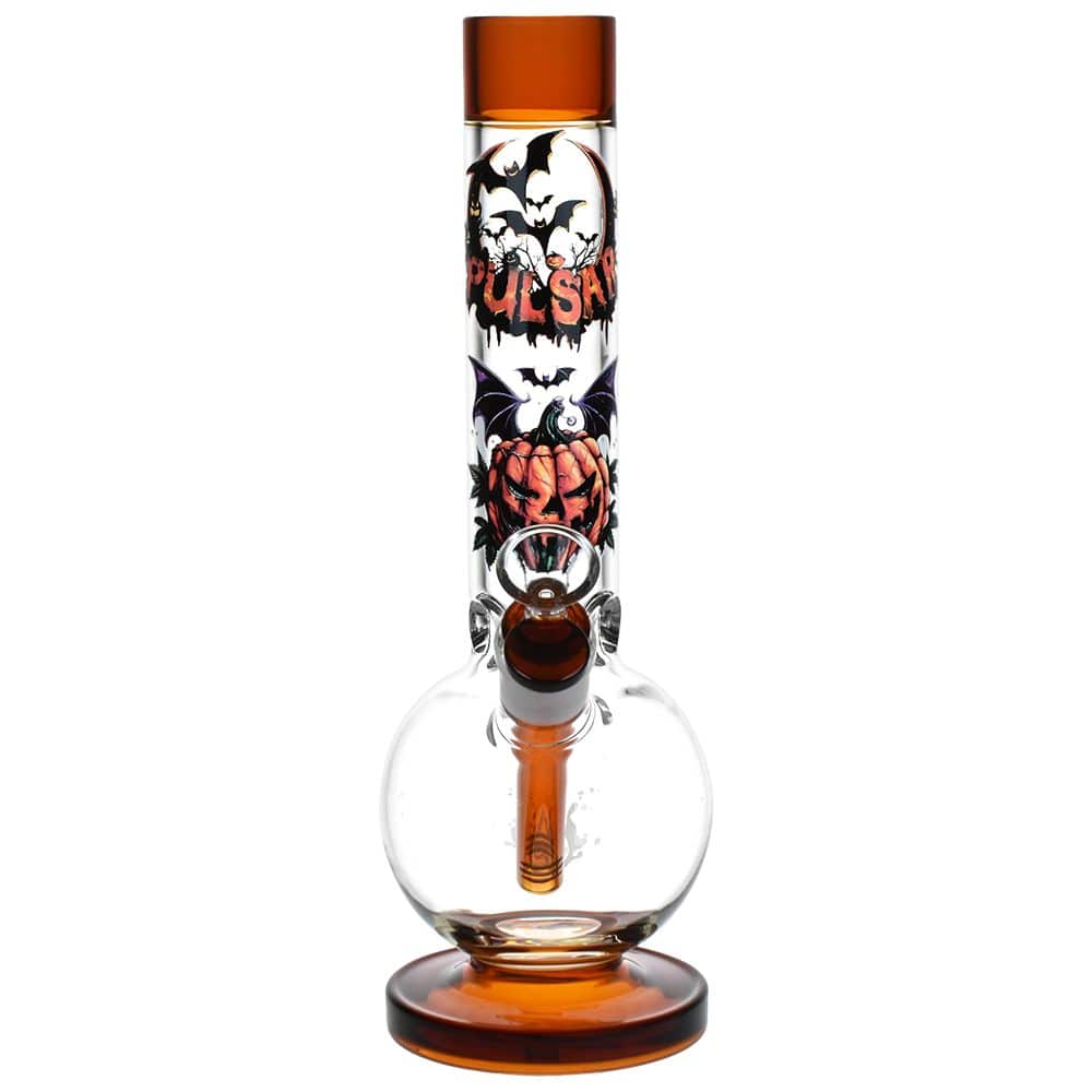 Pulsar Halloween Round Ball Glass Water Pipe - 11.75" / 14mm F - Discreet Smoker