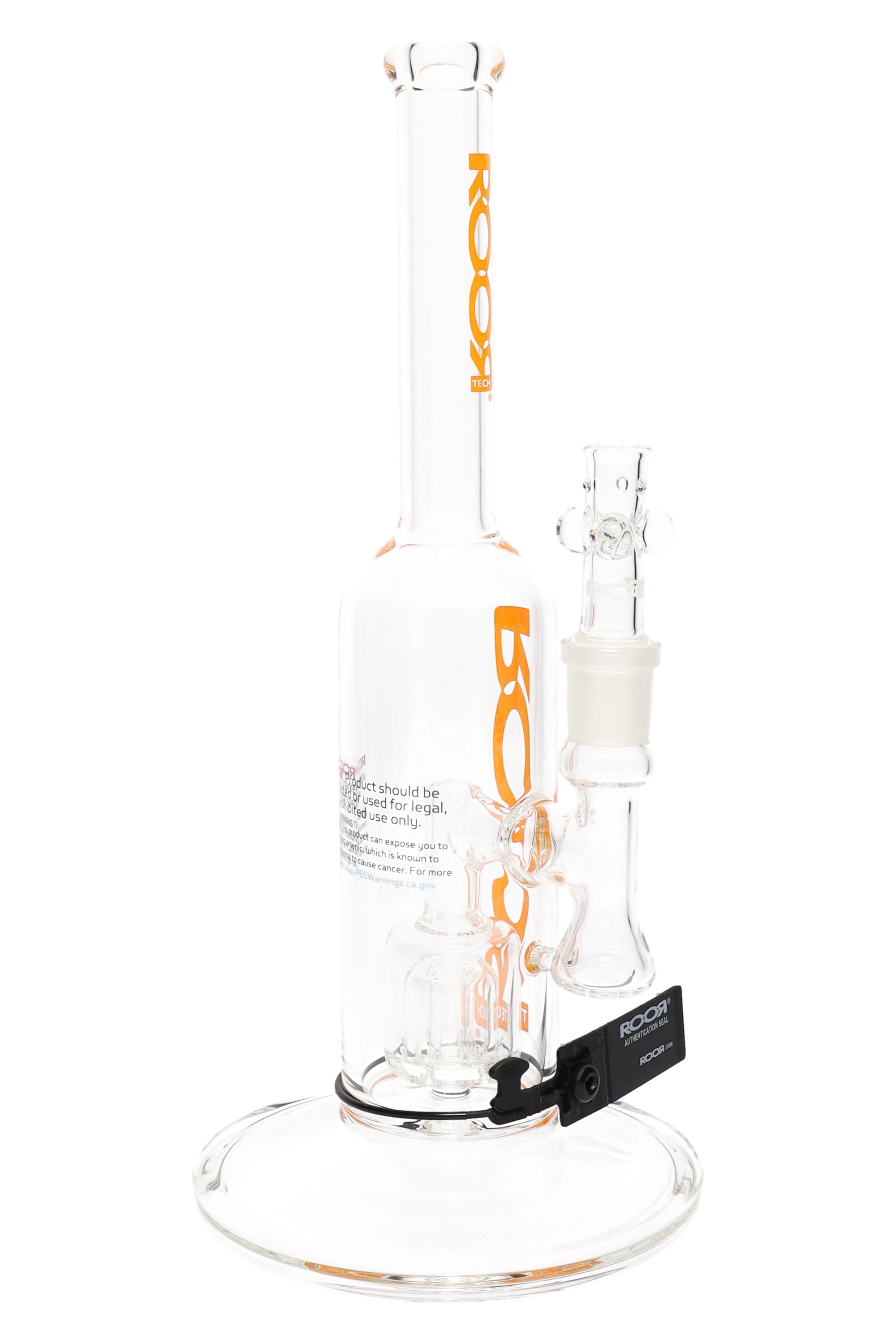 ROOR Tech Stemless Straight Tube Bong – Barrel Perc – 12″ – Clear - Discreet Smoker
