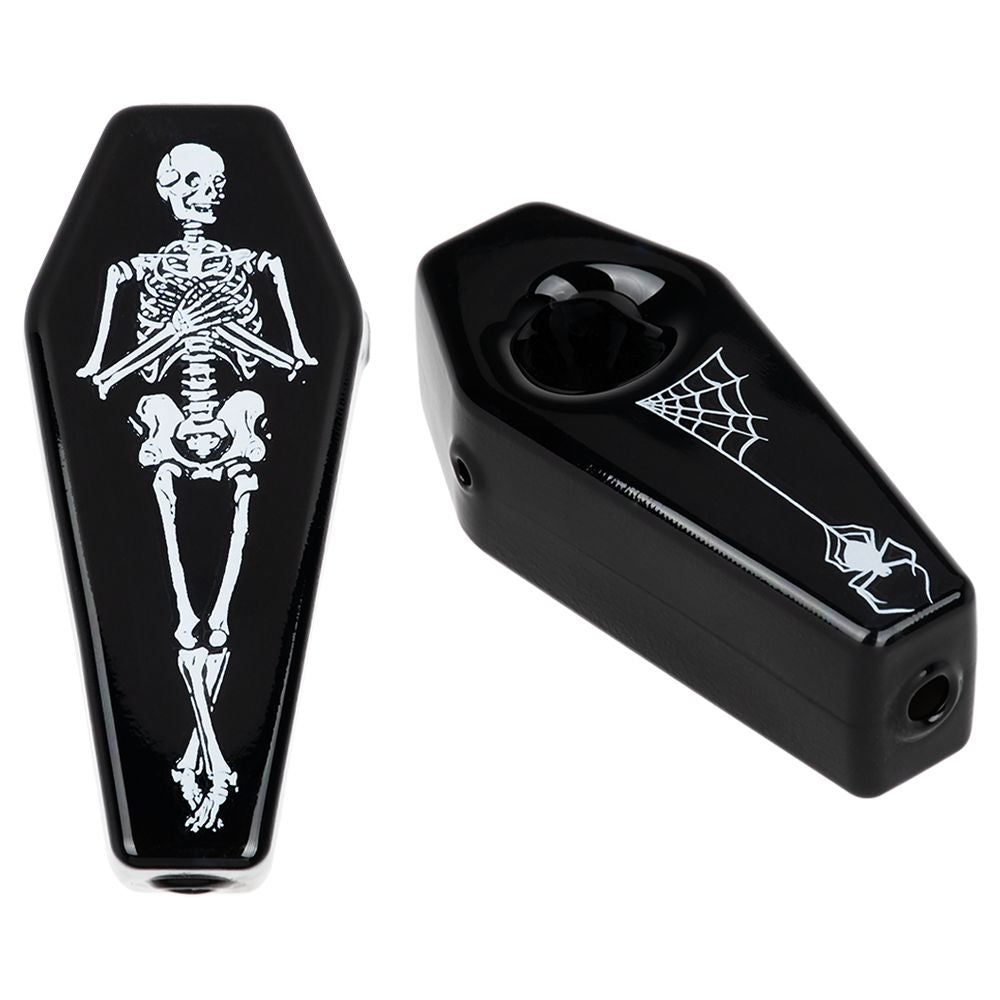 Skelly's Coffin Glass Hand Pipe - 3.75" - Discreet Smoker
