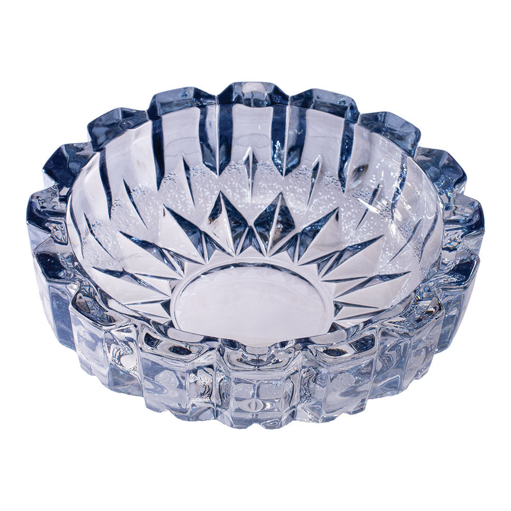 Fujima Exquisite Gem-cut Glass Ashtray - Blue / 7.5" - Discreet Smoker