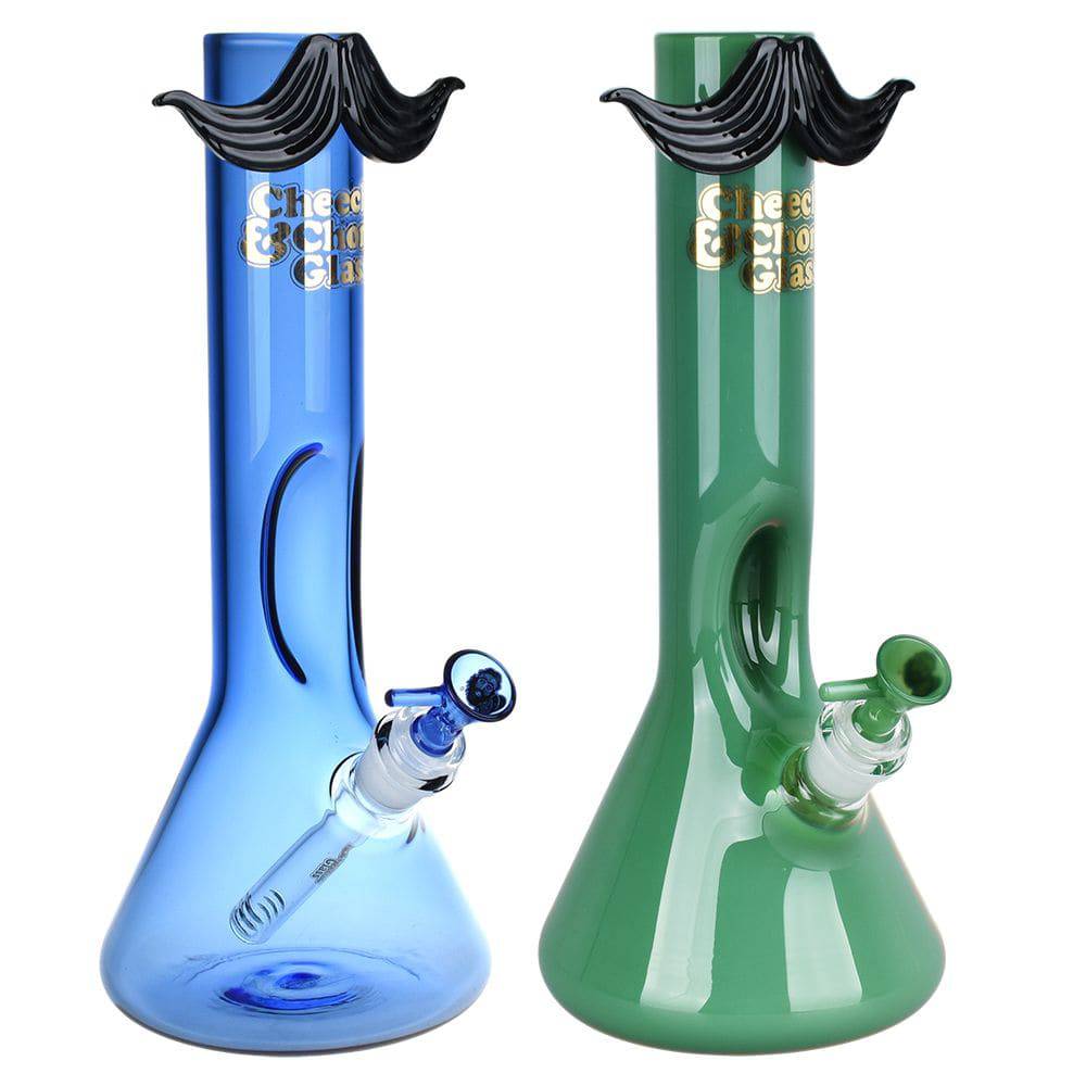 Cheech & Chong Glass Moustache Ride Beaker Bong | 12" | 14mm F - Discreet Smoker