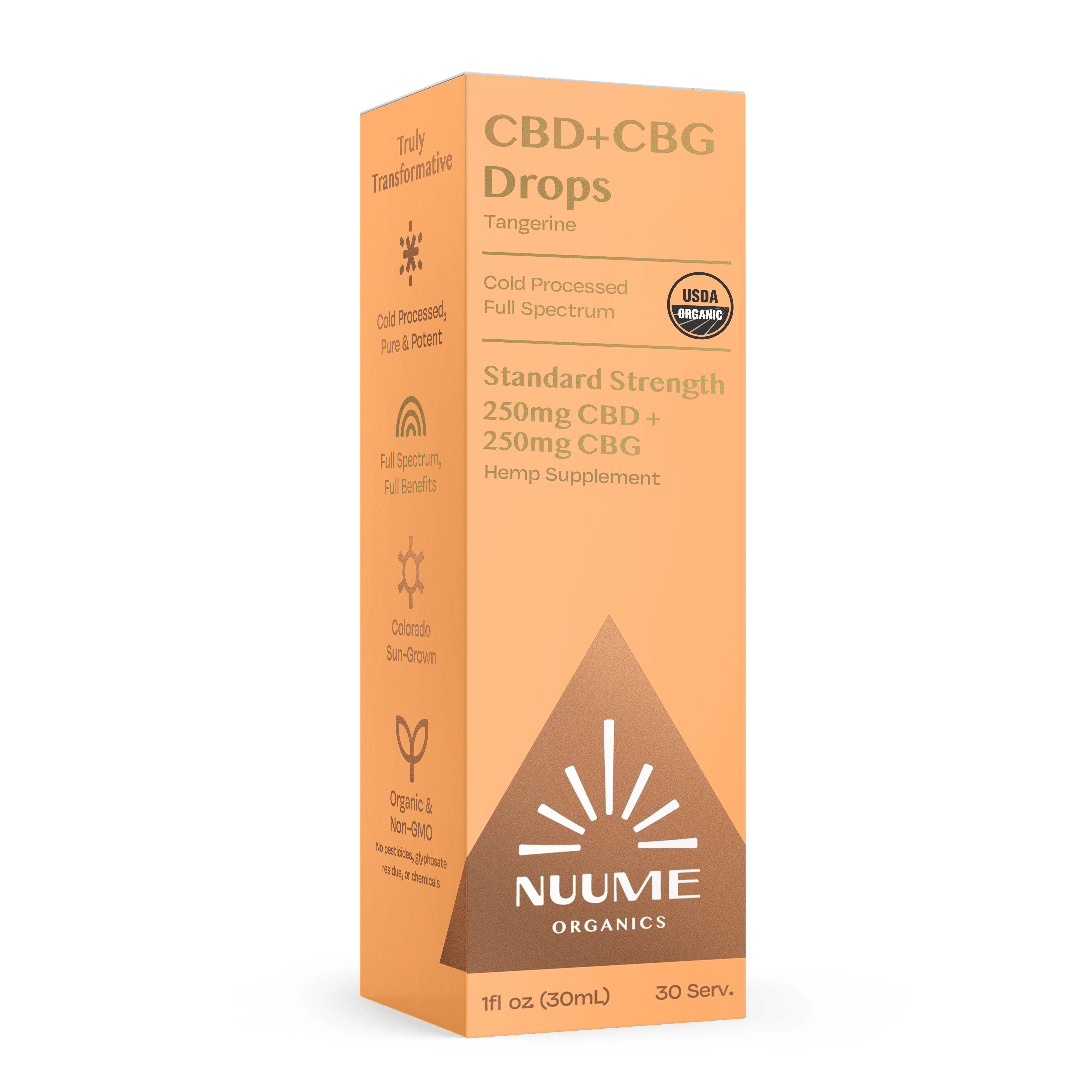 Organic CBG+CBD Tangerine Drops 250mg+250mg - Discreet Smoker