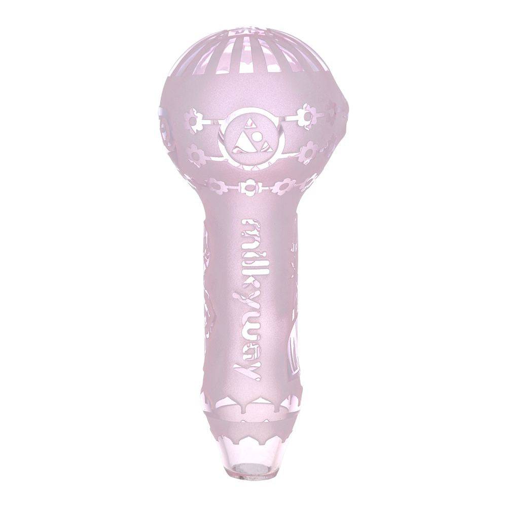 Milkyway Buddha Sandblasted Glass Spoon Pipe | 4.5" - Discreet Smoker