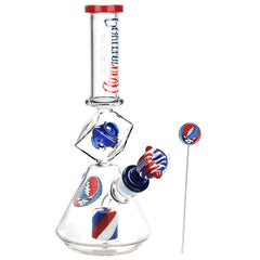 Grateful Dead x Pulsar Inception Cube Beaker Glass Water Pipe - 12.75" / 14mm F - Discreet Smoker