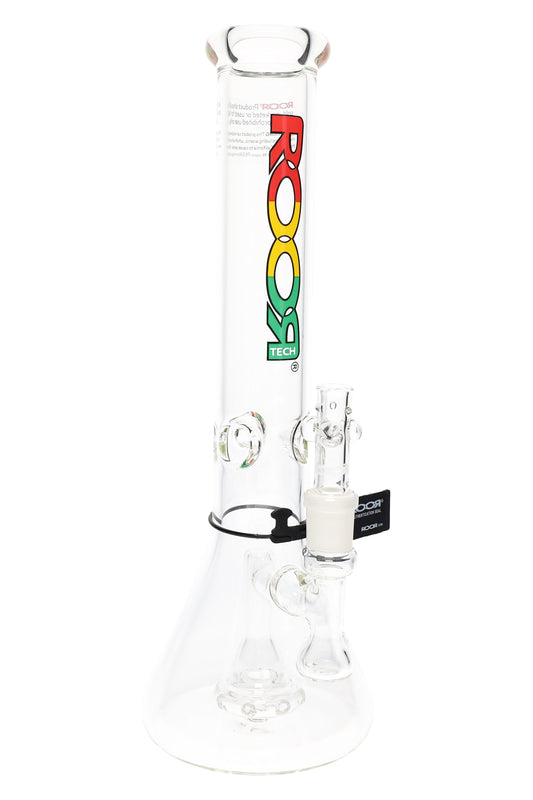 ROOR Tech 14″ Clear Beaker Bong with Showerhead Perc – 5 mm Thick - Discreet Smoker