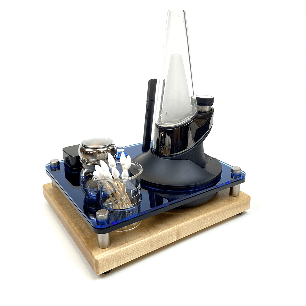 Mini Puffco Dab Rig Station Cleaning Organizer ~ Holds Charger Dock and Hot Knife ~ 8x7, Midnight Blue, Maple ~ for Cannabis Vaporizer - Discreet Smoker