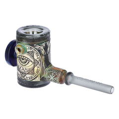 Lookah Glass Sacred Eye Black Etched Hammer Glass Hand Pipe - 7" - Discreet Smoker