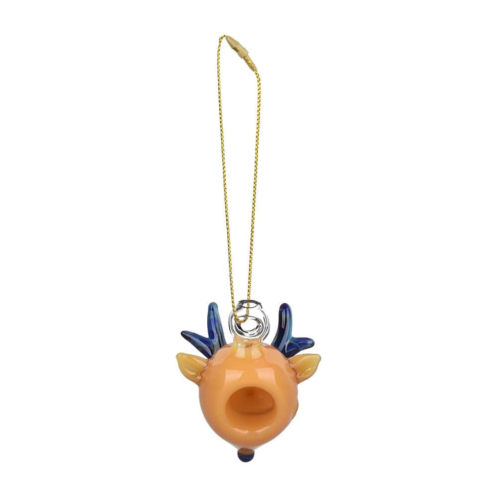 Santa's Secret Hangable Glass Christmas Ornament - 2.25" / Reindeer - Discreet Smoker